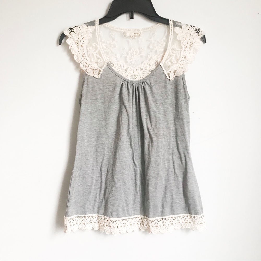 Anthropologie A’reve Gray Lace Crochet Tank Top